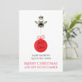 Queen Bee Crown Honey White Zakelijke vakantie Kaa Feestdagenkaart (Staand voorkant)