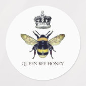 Queen Bee & Crown White Honey Labels (Design 2)
