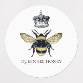 Queen Bee & Crown White Honey Labels (Design 1)