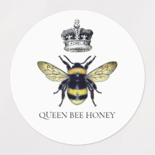 Queen Bee & Crown Witte Honinglabels Labels