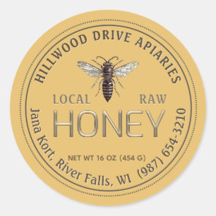 Queen Bee Editable Honey Jar Étiquette Raw Local
