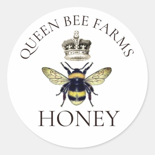 Queen Bee Et Regal Crown Étiquettes de miel (Devant)