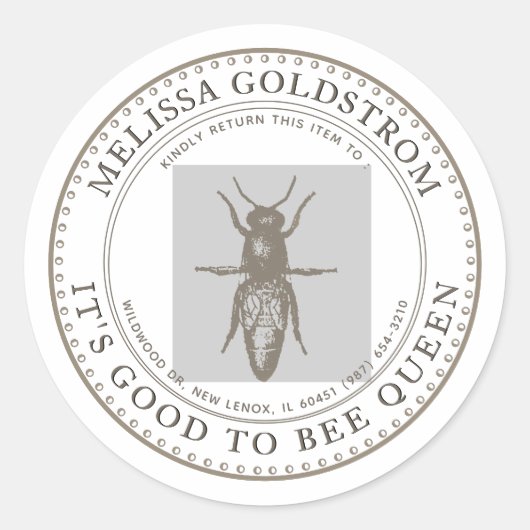 Queen Bee Goed om Queen Beekeeper ID Sticker te zi (Voorkant)