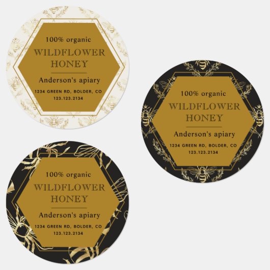 Queen Bee Gold Bijenstal Zelfklevende Honingpot Labels (Groep)