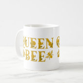 Queen Bee Gold Royal Crown Floral Honey Bee Koffiemok (Voorkant links)