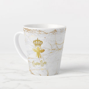QUEEN BEE Gold White Marble Latte Mok