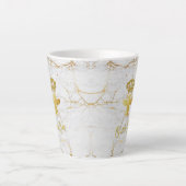 QUEEN BEE Gold White Marble Latte Mok (Voorkant)