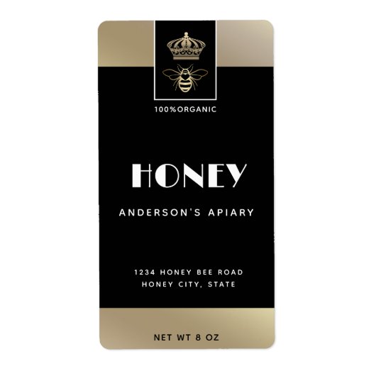 Queen bee goud minimalistische honing etiket (Voorkant)