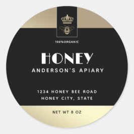 Queen bee goud minimalistische honing ronde sticker