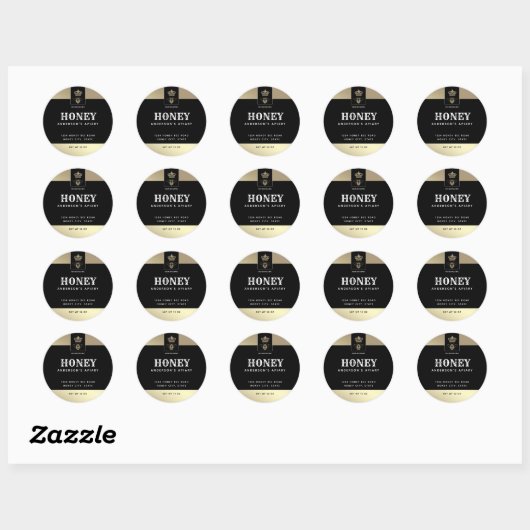 Queen bee goud minimalistische honing ronde sticker (Vel)
