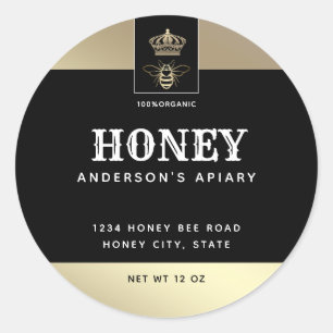 Queen bee goud minimalistische honing ronde sticker