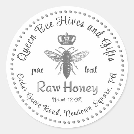  Queen Bee Honey Crown Script Wit Ronde Sticker (Voorkant)
