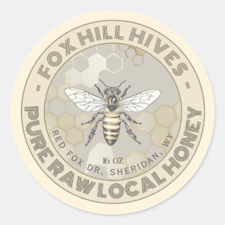 Queen Bee Honey Honeycomb Ivory & Taupe Étiquette