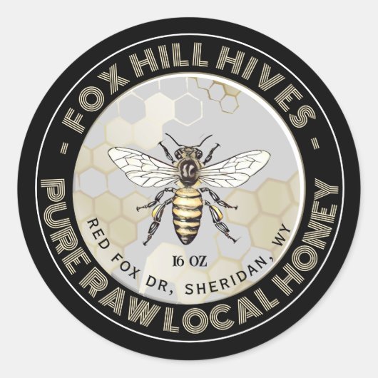 Queen Bee Honey Honingraat op Black Label (Voorkant)