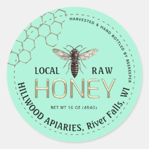 Queen Bee Honey Jar Label Lokale Raw Hand gebottel