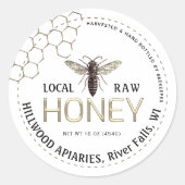 Queen Bee Honey Jar Label Lokale Raw Hand gebottel (Voorkant)
