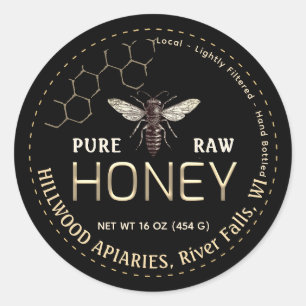 Queen Bee Honey Jar Label Pure Raw Local Honey