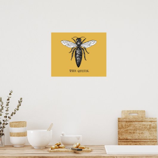 Queen Bee Illustration Bug Insect Poster (Keuken)