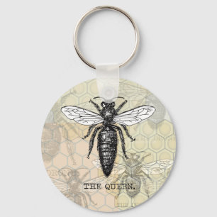 Queen Bee Illustration Bug Insect Sleutelhanger