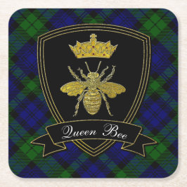 Queen Bee Jouw tekst Vierkante Kartonnen Onderzetter