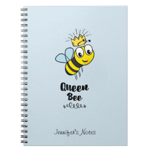 Queen Bee Leuke Bumble Bee met Kroon Gepersonalise Notitieboek