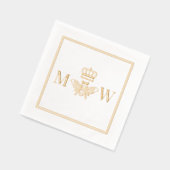 Queen Bee Met Kroonpaar 2 Initiaal Monogram FRM Folie Servetten (Links)