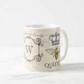 Queen Bee Mom Quote Honeycomb Monogram Koffiemok (Voorkant rechts)