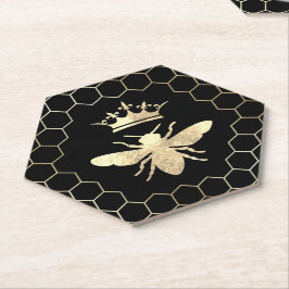 Queen Bee op zwart Kartonnen Onderzetters