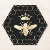 Queen Bee op zwart Kartonnen Onderzetters (Voorkant)