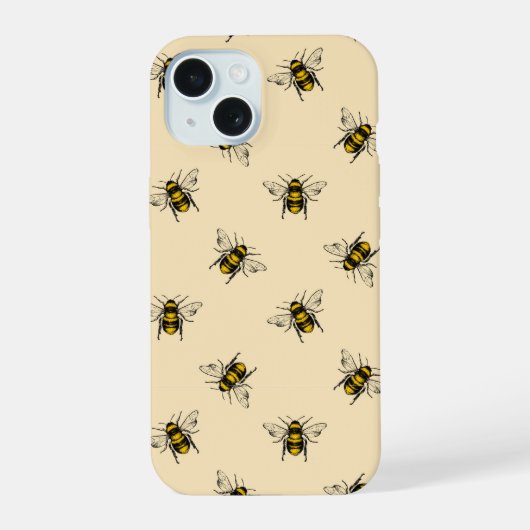 Queen Bee Pattern iPhone 15 Hoesje (Achterkant)