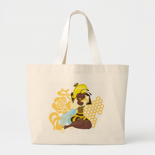 Queen Bee Pin Up Grote Tote Bag (Voorkant)