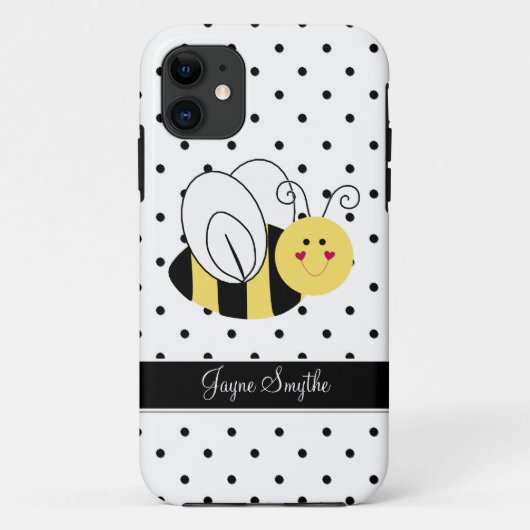 Queen Bee Polka Dot gepersonaliseerd Hoesje (Achterkant)