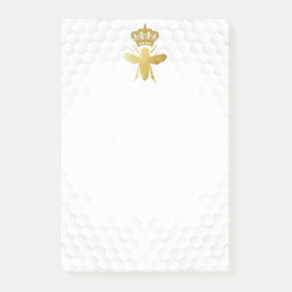 QUEEN BEE Post-It Notes - Gold Bee Crown Honeycomb