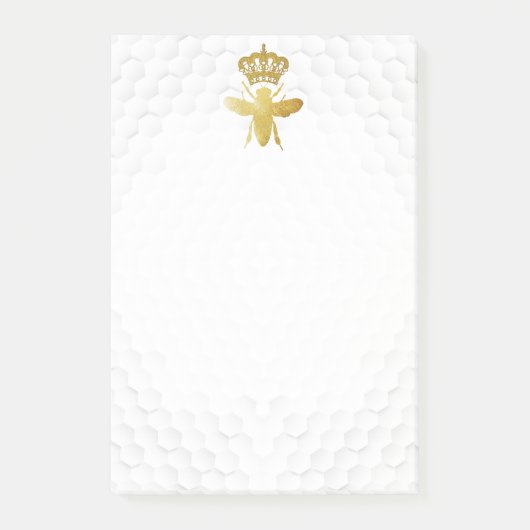 QUEEN BEE Post-It Notes - Gold Bee Crown Honeycomb (Voorkant)