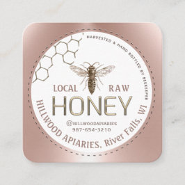 Queen Bee Roos Gold imkers bijenstal honingraat Vierkante Visitekaartje