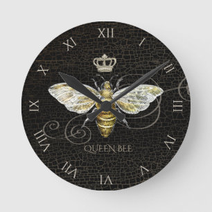  Queen Bee Royal Crown Honingraat Zwart Ronde Klok