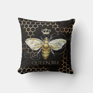 Queen Bee Royal Crown Zwart Kussen