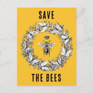 Queen Bee Save the Bees Vlinderkrans Briefkaart