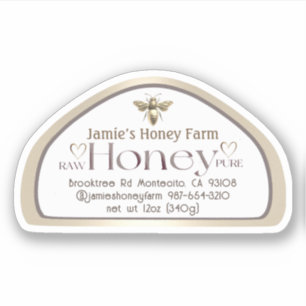 Queen Bee Skep Shaped Honey Skep Jar Label Hearts