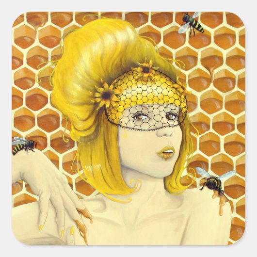 Queen Bee stickers - surrealistische fantasy kunst (Voorkant)