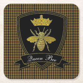 Queen Bee Tweed Jouw tekst Vierkante Kartonnen Onderzetter