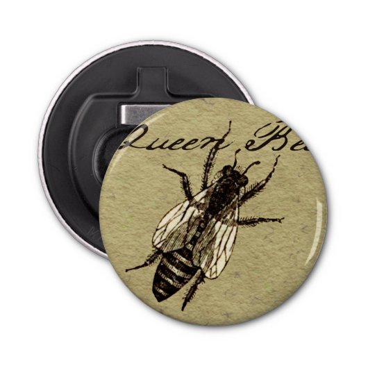 Queen Bee Wildlife Bug Insect Button Flesopener (Voorkant)