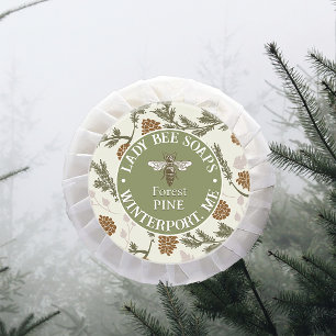 Queen Bee Zeep Label met Pine Bough en Kegels