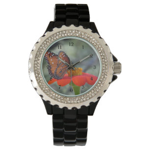 Queen Butterfly op Mexicaanse zonnebloem Horloge