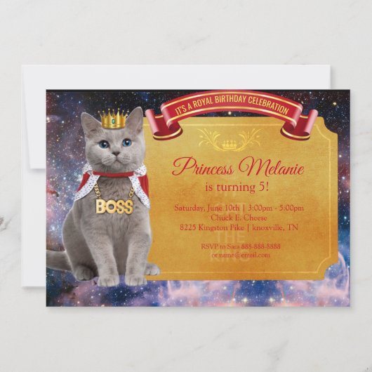 Queen Cat Gold Invitation Kaart (Voorkant)