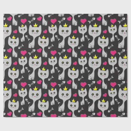 Queen Cat Pattern Cadeaupapier (Vlak)