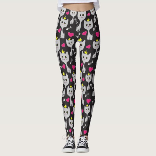 Queen Cat Pattern Leggings (Voorkant)