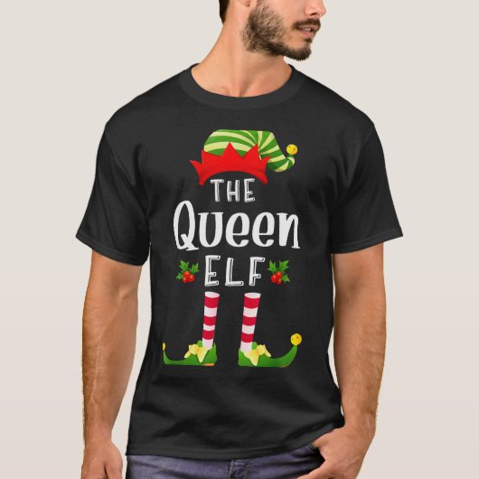 Queen Christmas Elf Matching Pajama X-mas Party T-shirt (Voorkant)