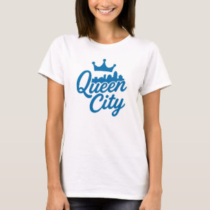 Queen City Charlotte Skyline Design – Blauwe kroon T-shirt