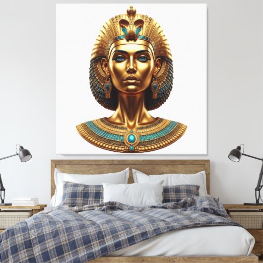 Queen Cleopatra – Golden Pharaonic Canva Canvas Afdruk (Insitu (Slaapkamer))